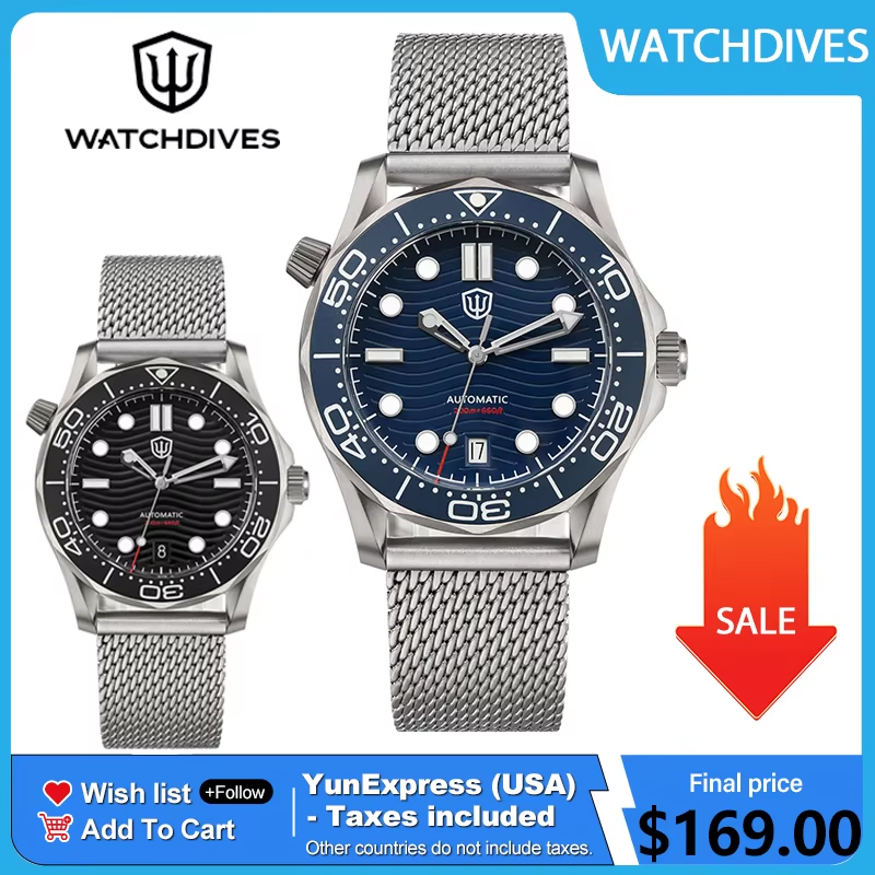 Diver Watch 300M - Watchdives WD007 39 мм дайверские часы
