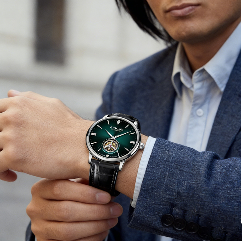 Мужские автоматические часы MI – обзор и цена Luxury Watch Green Dial