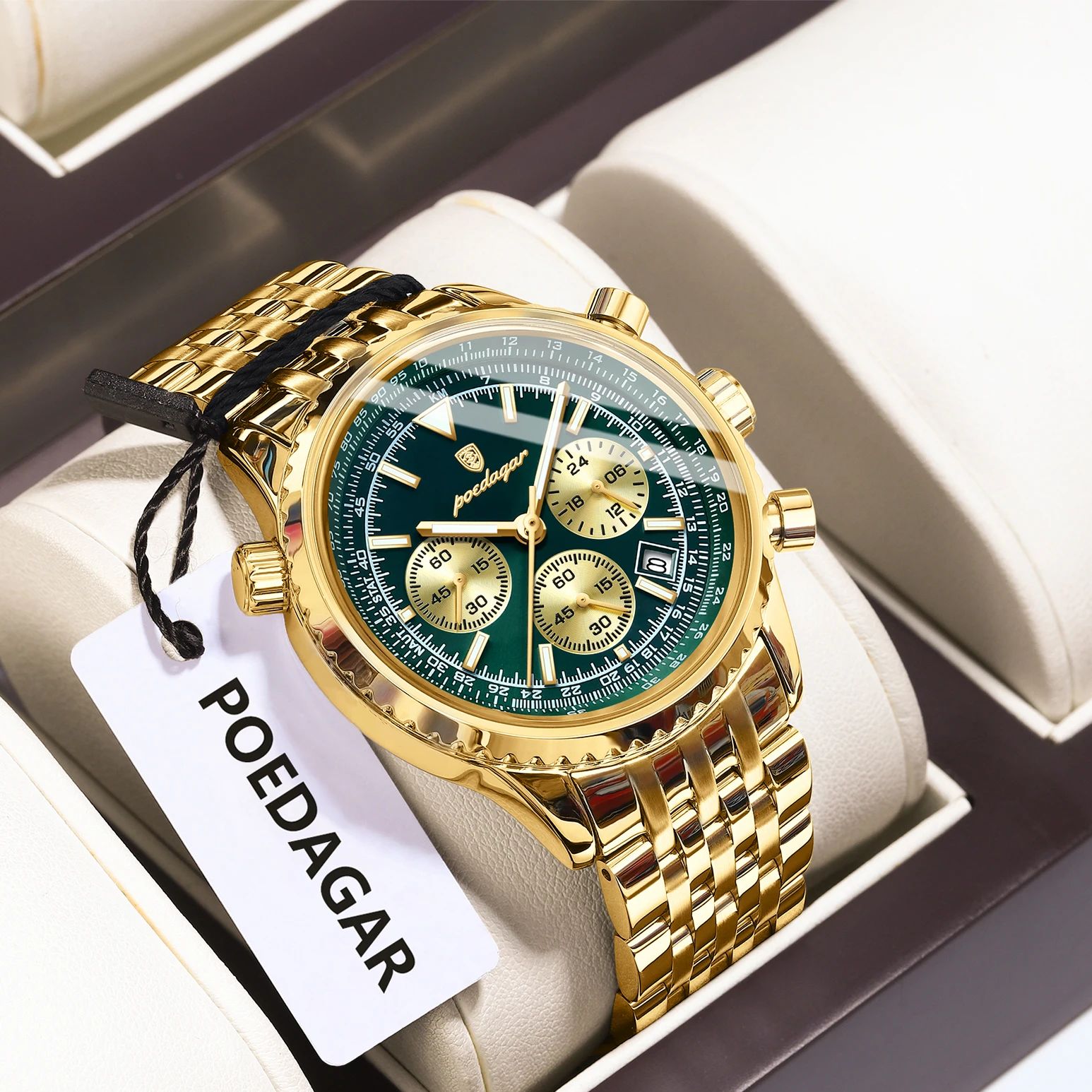 POEDAGAR Топ Роскошные Мужские – обзор и цена Luxury Watch Green Dial