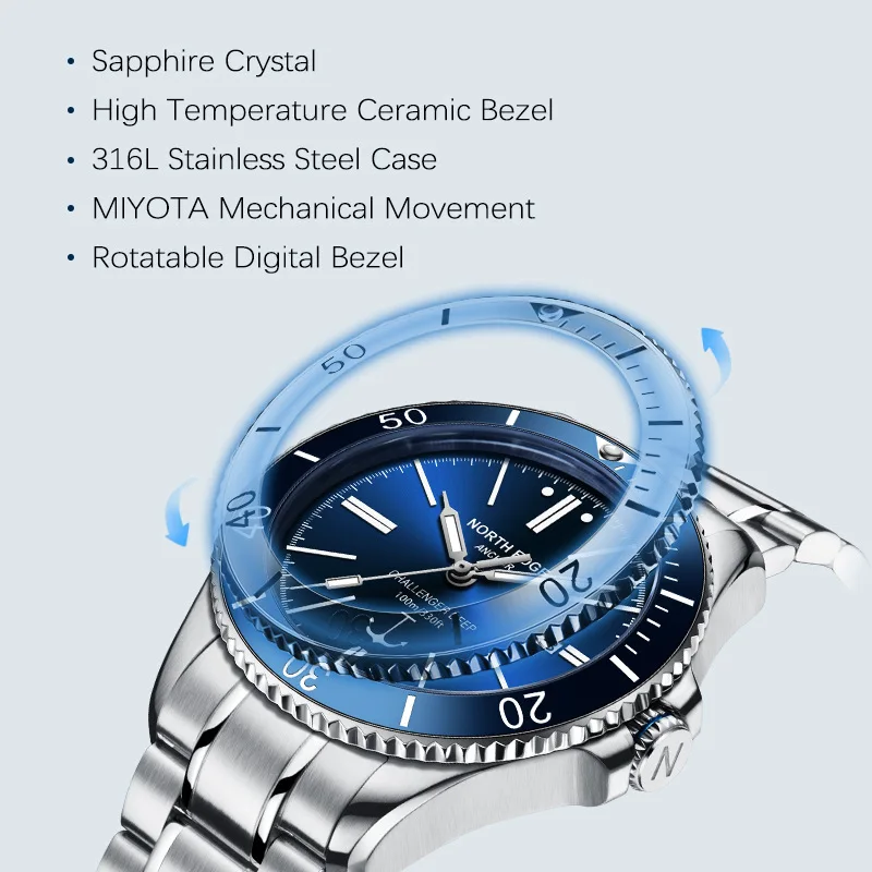 Новые мужские механические нар – обзор и цена Diver Watch 300M